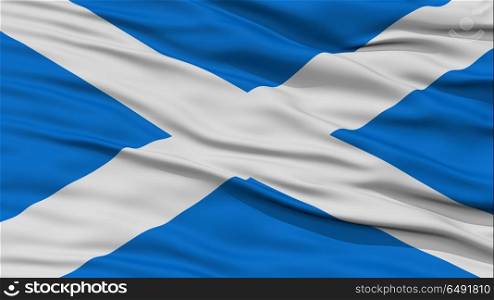 Closeup Scotland Flag, Waving in the Wind, 3D Rendering