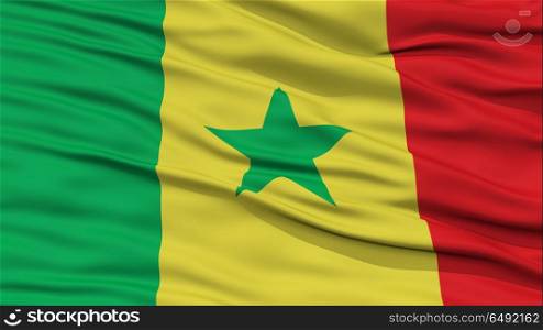 Closeup Senegal Flag, Waving in the Wind, High Resolution