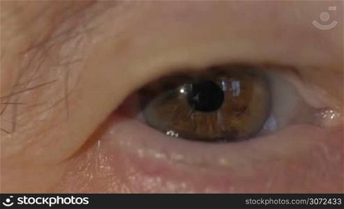 Closeup shot of winking eye of old person.