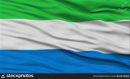 Closeup Sierra Leone Flag, Waving in the Wind, High Resolution