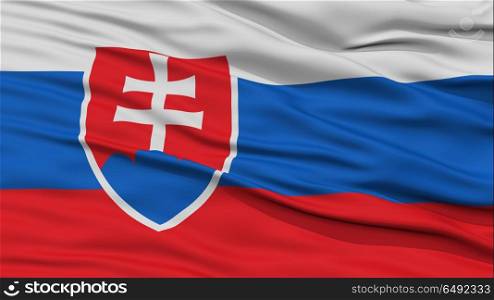Closeup Slovakia Flag, Waving in the Wind, High Resolution