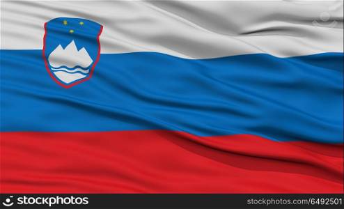 Closeup Slovenia Flag, Waving in the Wind, High Resolution