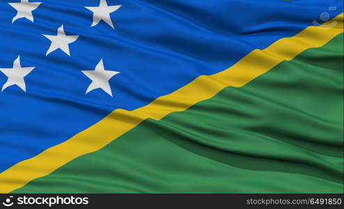 Closeup Solomon Islands Flag, Waving in the Wind, High Resolution