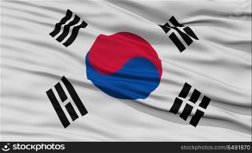 Closeup South Korea Flag, Waving in the Wind, High Resolution