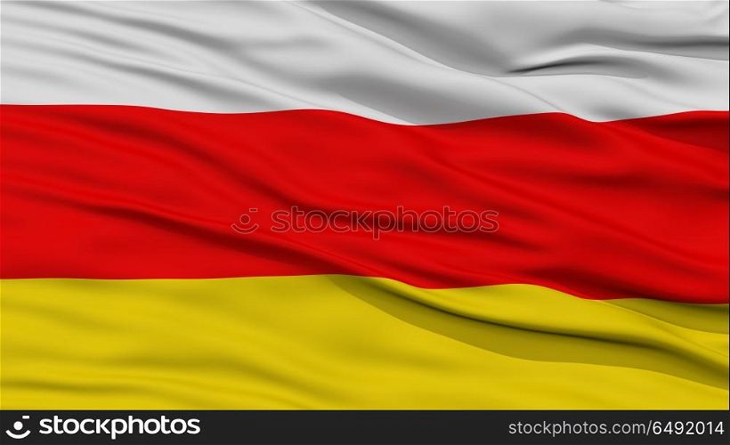 Closeup South Ossetia Flag, Waving in the Wind, High Resolution