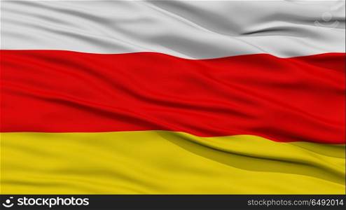 Closeup South Ossetia Flag, Waving in the Wind, High Resolution