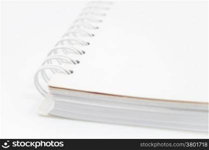 Closeup spiral notebook isolated on white background, stock photo