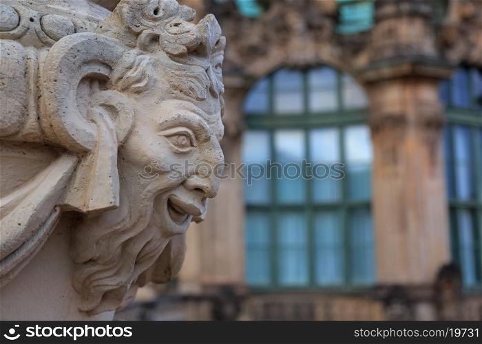 Closeup stone statue at Zwinger palace in Dresden, Germany&#xA;
