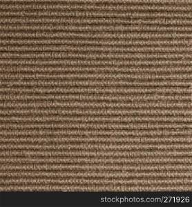 Closeup striped brown material cloth as texture pattern background or backdrop. Square format