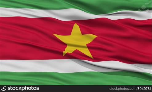 Closeup Suriname Flag. Closeup Suriname Flag, Waving in the Wind, 3D Rendering