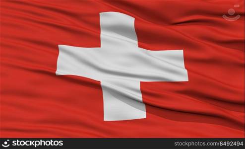 Closeup Switzerland Flag, Waving in the Wind, High Resolution