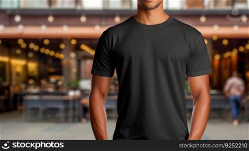 Closeup T-Shirt on men. Illustration Generative AI
