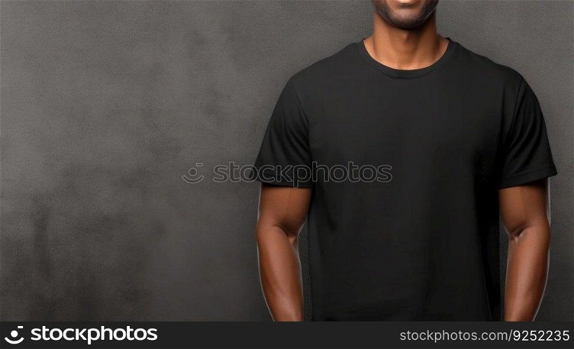 Closeup T-Shirt on men. Illustration Generative AI 