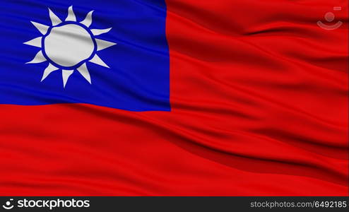 Closeup Taiwan Flag, Waving in the Wind, High Resolution