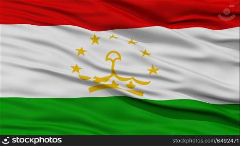 Closeup Tajikistan Flag, Waving in the Wind, High Resolution