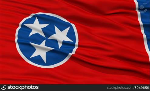 Closeup Tennessee Flag, USA state. Closeup Tennessee Flag on Flagpole, USA state, Waving in the Wind, High Resolution