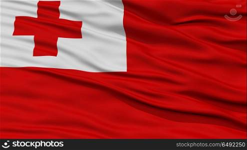 Closeup Tonga Flag, Waving in the Wind, High Resolution