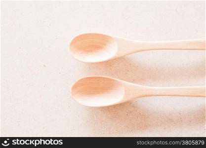 Closeup top view of wooden spoons, stock photo
