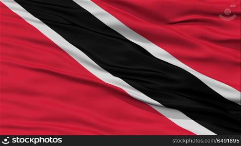 Closeup Trinidad and Tobago Flag, Waving in the Wind, High Resolution