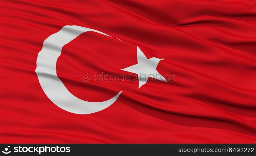 Closeup Turkey Flag, Waving in the Wind, High Resolution