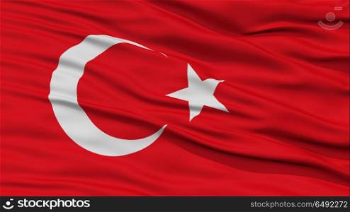 Closeup Turkey Flag, Waving in the Wind, High Resolution