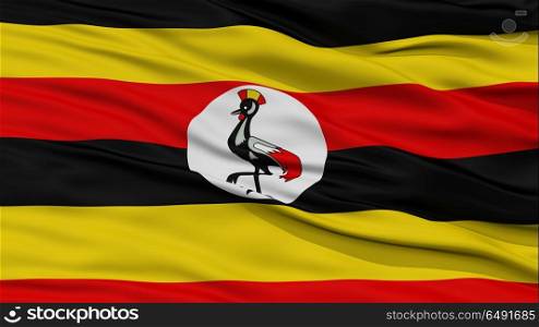Closeup Uganda Flag, Waving in the Wind, High Resolution