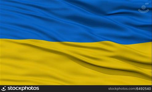 Closeup Ukraine Flag, Waving in the Wind, 3D rendering