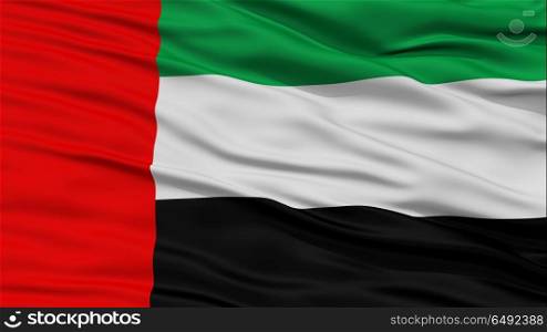 Closeup United Arab Emirates Flag, Waving in the Wind, 3D rendering