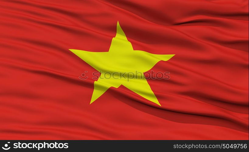 Closeup Vietnam Flag. Closeup Vietnam Flag, Waving in the Wind, 3D rendering