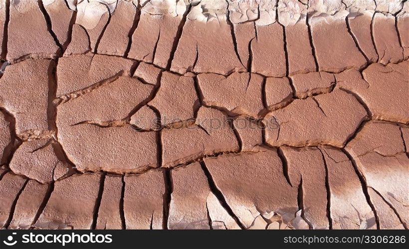 Closeup view of dried and cracked earth