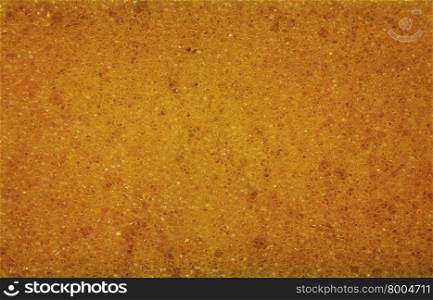 Closeup view of the structure of yellow sponges with clearly visible structure and bubbles. Very interesting texture and background.Horizontal view.