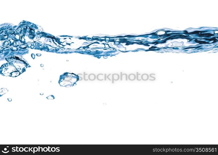 closeup view of water waves isolated on white