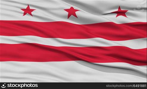 Closeup Washington DC Flag on Flagpole, USA state, Waving in the Wind, High Resolution