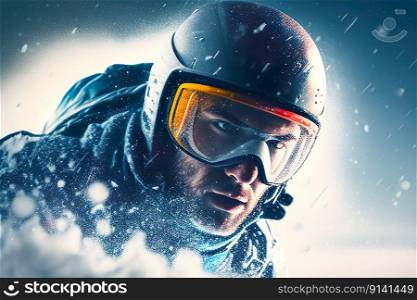 Closeup Winter Extreme athlete Sports on ice snow , Generate Ai
