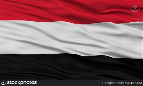 Closeup Yemen Flag, Waving in the Wind, High Resolution