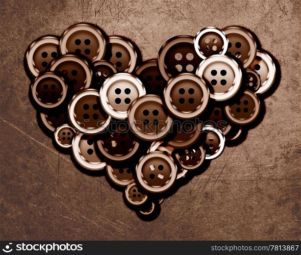 Cloth buttons, Love Heart formed from cloth buttons.. Cloth buttons