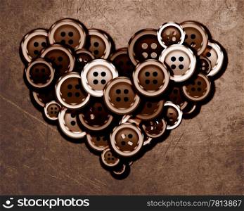 Cloth buttons, Love Heart formed from cloth buttons.. Cloth buttons