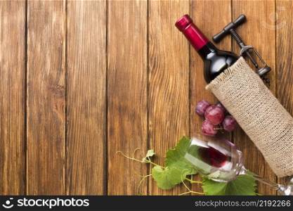cloth cover red wine with copy space