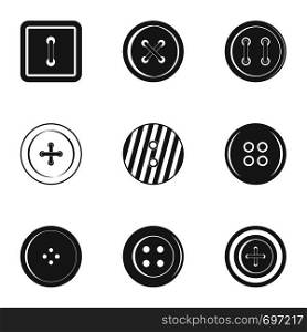 Clothes button icon set. Simple set of 9 clothes button vector icons for web isolated on white background. Clothes button icon set, simple style