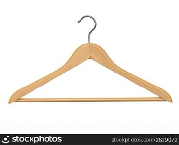 Clothes hanger on white isolated background. 3d