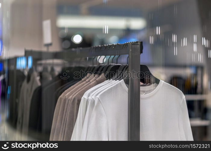 clothes line in glasses shop at shopping department store for shopping , business fashion and advertisement concept