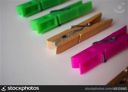 clothespin on the white background