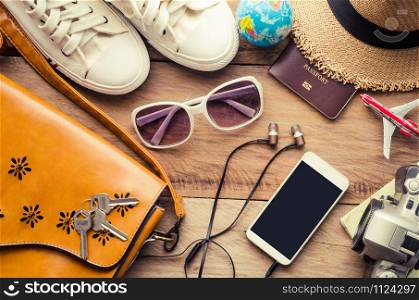Clothing and accessories for men and women ready for travel - life style