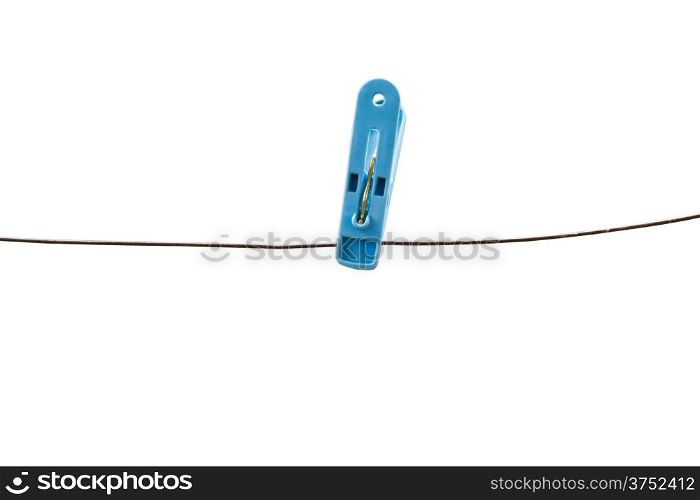 Clothing pin and wire isolated on white with clipping path