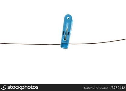 Clothing pin and wire isolated on white with clipping path
