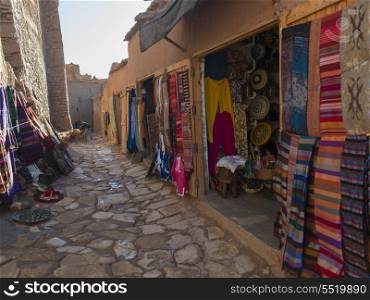 Clothing store display on street, Ait Benhaddou, Ouarzazate, Morocco