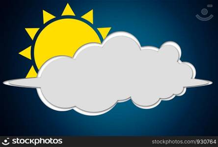 Cloud and sun in blue sky, 3D rendering