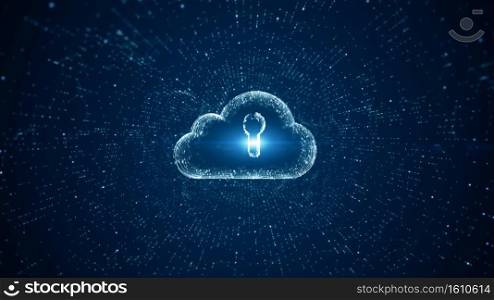 Cloud computing and cyber security. Digital data network protection. High-speed connection data analysis. Technology data binary code network conveying. Future technology digital background concept.
