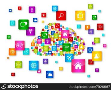 Cloud Computing concept. apps icons set isolated on white. Cloud Computing concept