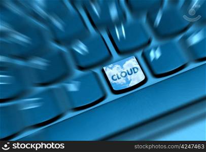 Cloud Computing Concept - Detail of Key With Cloud Symbol on Keyboard